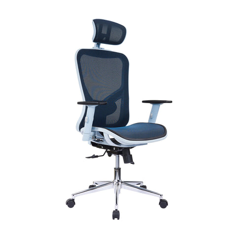 The Techni Mobili High Back Executive Mesh Office Chair with Arms  Headrest and Lumbar Support  Blue