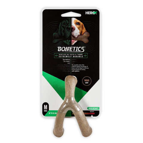 Hero Bonetics Wishbone, Wood Scent Chewable Dog Bone, Gentle on Teeth & Tummy, for Large Dogs Up to 65 lbs