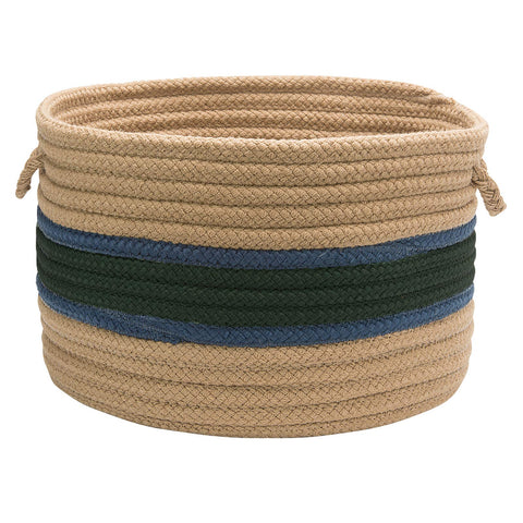 Garden Banded Round Basket - Myrtle Green/Jasmine 18inch x18inch x12inch