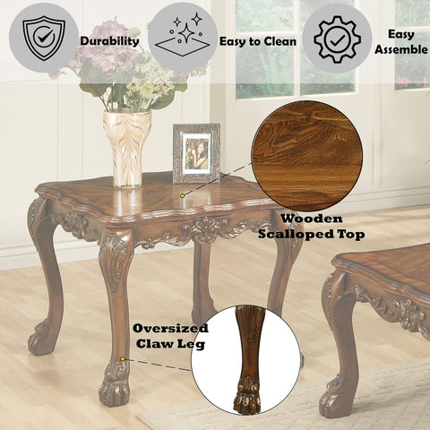 ACME Dresden End Table - 12166 - Cherry Oak