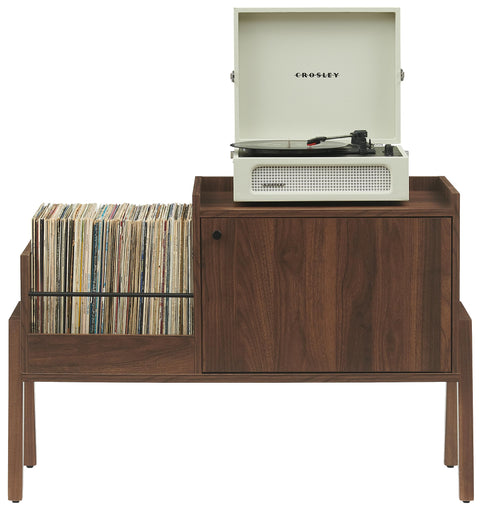 Crosley Furniture Luna Record Player Cabinet Turntable Stand, Storage for up to 175 Vinyl Records, Walnut