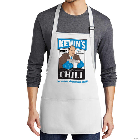 Prime Party The Office Kevin's Famous Chili Cook-Off Apron with Pockets and Adjustable Neck Strap 100% White Cotton for Kitchen Crafting BBQ