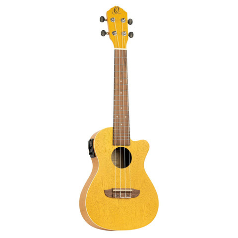 Ortega Guitars, 4-String Earth Series Concert Acoustic/Electric Ukulele, Right, Gold, (RUGOLD-CE)