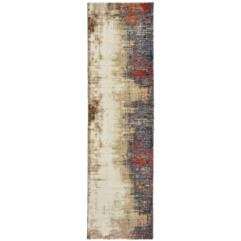 Oriental Weavers Evolution Area Rug - 8001A - 2'6" x 12' - in Ivory/Multi - Modern Style, Stain Resistant, Family and Pet Friendly, Entryway, Hallway Runner Rug