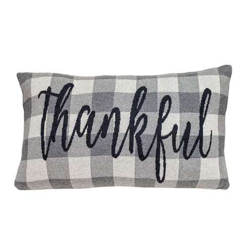 Parkland Collection Gray_Thankful Transitional Gray Throw Pillow