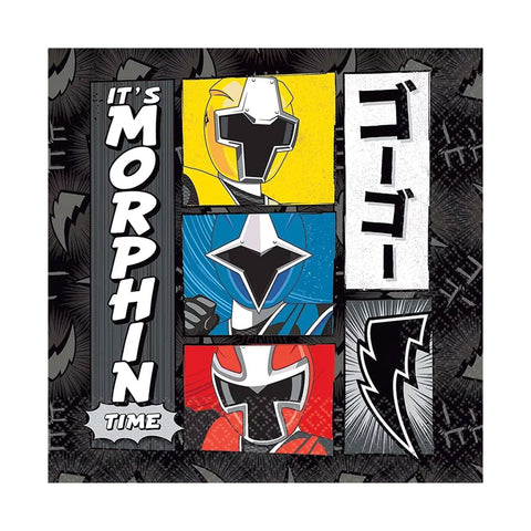 Amscan 501723 "Power Rangers Ninja Steel" Beverage Napkins, 16 pcs, Multicolor, Standard
