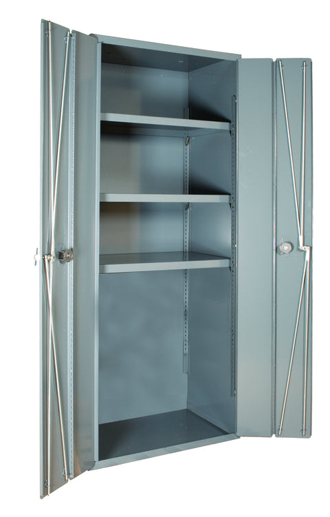Durham Heavy Duty Welded 14 Gauge Steel Bi-Fold Door Cabinet, 3951-3S-95, 900 lbs Capacity, 24" Length x 36" Width x 72" Height, 3 Shelves