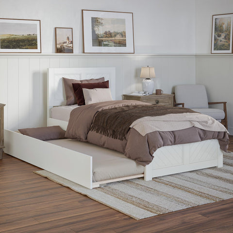 AFI, Canyon Twin XL Platform Bed with Matching Footboard & Twin XL Trundle, White