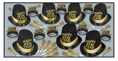 Beistle Manhattan New Years Eve Assortment for 50 People- NYE Party Supplies, Accessories and Favors- Made in USA