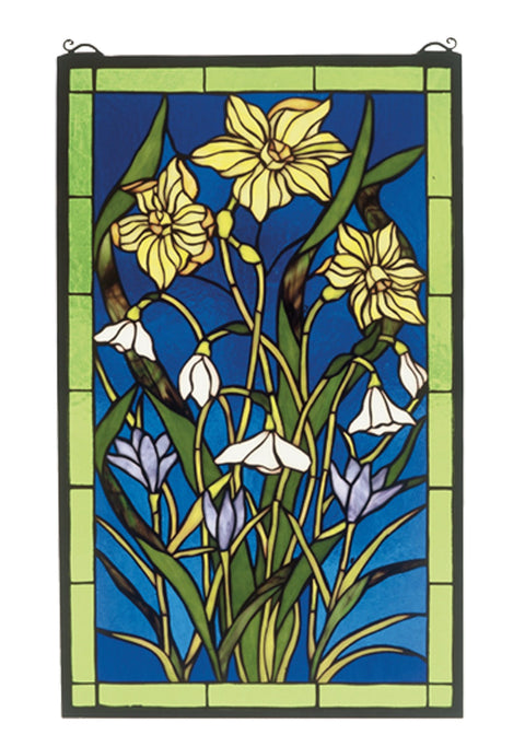 Meyda Tiffany 38738 Spring Bouquet Stained Glass Window Panel, 15" Width x 25" Height