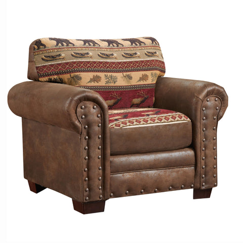American Furniture Classics Microfiber Sierra Lodge Arm Chair in Brown