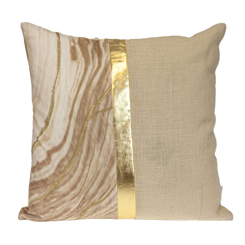 Parkland Collection Transitional Stripes Beige Square 20" x 20" Pillow