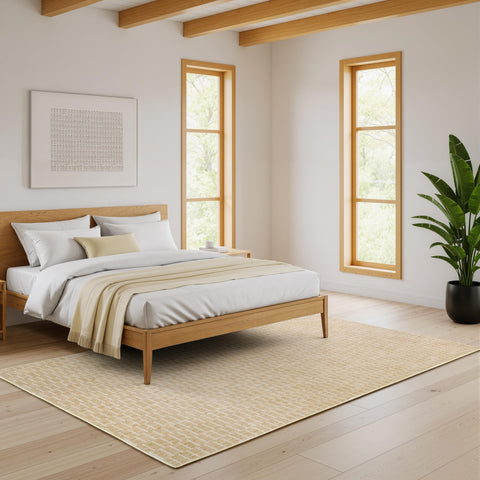 Oriental Weavers Oliver OLV02-7'10" x 10'10" Area Rug - in Gold/Beige - Industrial, Modern, Living Room, Family Room, Dining Room, Bed Room Area Rug