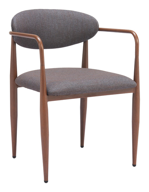 Zuo Zens Dining Chair (Set of 2) Truffle Gray, Gray Dining Chair, Armrest Support, Plywood, Indoor Dining, 20.9" W x 22" D x 29.9" H