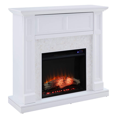 Nobleman Touch Screen Electric Media Fireplace w/ Tile Surround