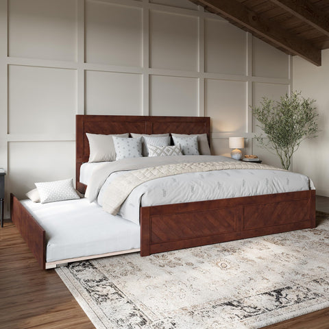 AFI, Canyon King Platform Bed with Matching Footboard & Twin XL Trundle, Walnut