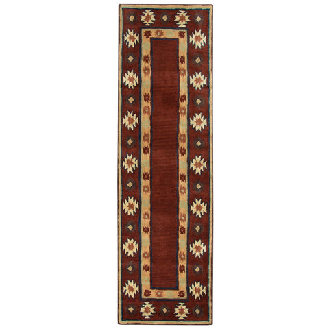 Rizzy Home Alora Decor Ryder 2'6" x 8' Tribal Burgundy/Tan/Rust/Navy/Sage Hand-Tufted Rug