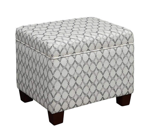 Convenience Concepts Madison Storage Ottoman 21.75" - Modern Upholstered Footstool & Seat with Hinged Lid for Transitional Living Room, Bedroom, Hallway, & Entryway, Ribbon Pattern Fabric