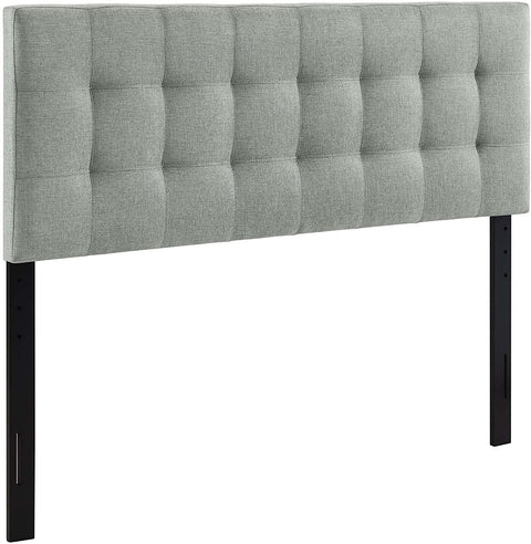Oakestry Lily Tufted Linen Fabric Upholstered Full Headboard in Gray