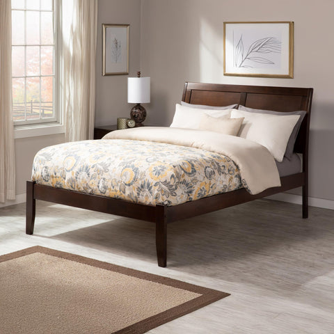 AFI, Portland Queen Platform Bed with Attachable USB Charger, Walnut