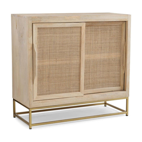 Powell Janie Rattan Cabinet - Sliding Doors Storage Organizer