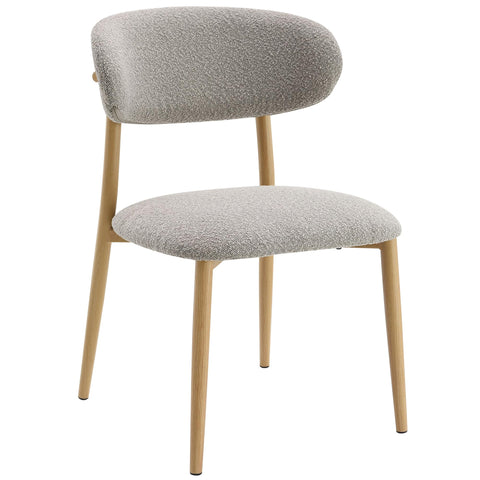 Acme Kacey 19" Metal and Fabric Dining Side Chair in Gray/Natural (Set of 2)