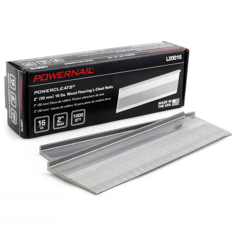 Powernail L20016 16 Gauge 2 Inch Length L-Cleat Nails for Hardwood Flooring (Box of 1000)