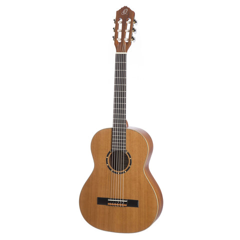 Ortega Guitars 6 String Family Series 3/4 Size Left-Handed Nylon Classical Guitar w/Bag, Cedar Top-Natural-Satin, (R122L-3/4)