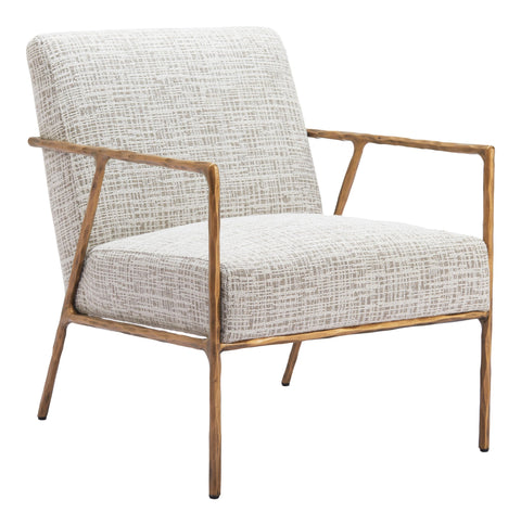 Zuo Norrebro Accent Chair Beige Frost, Beige Accent Chair, Modern Style, Textured Weave, Armrest Support, Plywood, Indoor Living, 24.4" W x 31.7" D x 31.1" H, Non-Stackable