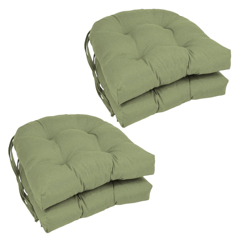 Blazing Needles Solid Twill U-Shaped Tufted Chair Cushions (Set of 4), 16", Sage