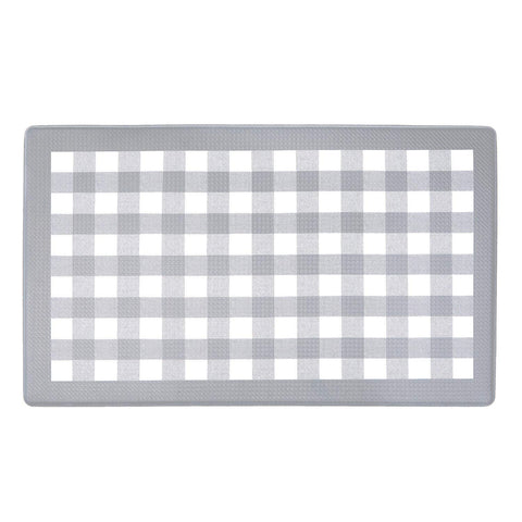 Anti-Fatigue Floor Comfort Mat - 18 x 30 Inch (Buffalo Check Grey) - Waterproof Non-Slip Rug - Easy to Clean Cushioned Mat for Kitchen, Bathroom, Standing Desk & Office - Achim Home Decor