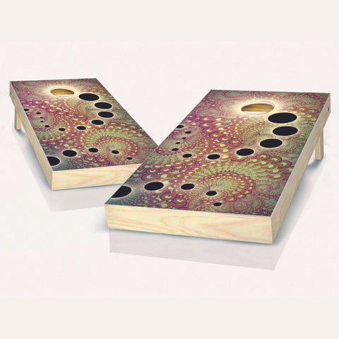 Fractal Shift Cornhole Set - 2x4 Boards (All Weather Bags) - Include Case + Hole + Edge Lights