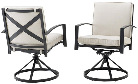 Kaplan 2Pc Swivel Outdoor Dining Chair Set Oatmeal/Oil Rubbed Bronze - 2 Swivel Chairs