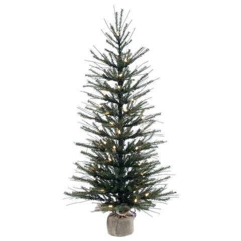 Vickerman 36" Vienna Twig Artificial Christmas Tree, Warm White Italian LED Mini Lights, Seasonal Indoor Home Decor with Decorative Burlap Base