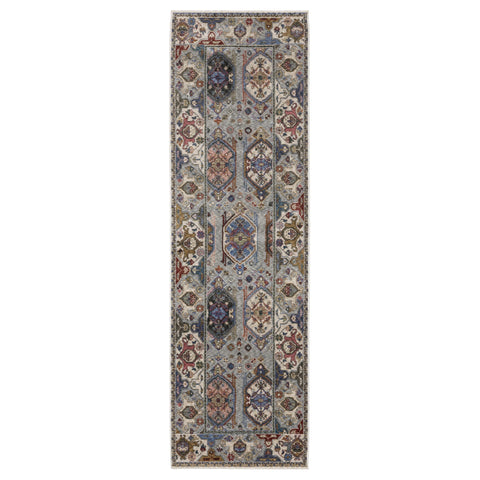 Oriental Weavers Hastings Area Rug - HA04E - 2'3" x 7'6" - in Blue/Grey - Vintage Inspired, Stain Resistant, Family and Pet Friendly, Entryway, Hallway Runner Rug