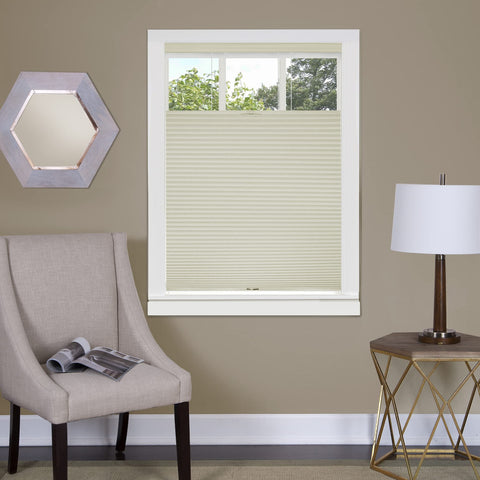 Cordless Cellular Pleated Window Shades - 35 Inch Width, 64 Inch Length - Alabaster - Light Filtering Top-Down Honeycomb Pull Down Blinds for Windows and Skylights by Achim Home Decor