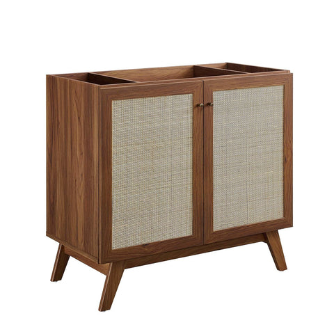Modway Soma Rattan Weave Bathroom Vanity Cabinet (Sink Basin Not Included), 36 Inch, Walnut