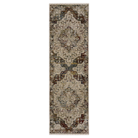 Oriental Weavers Capella Area Rug - CAP12-2'3" x 7'6" - in Beige/Multi - Vintage Inspired, Stain Resistant, Family and Pet Friendly, Entryway, Hallway Runner Rug