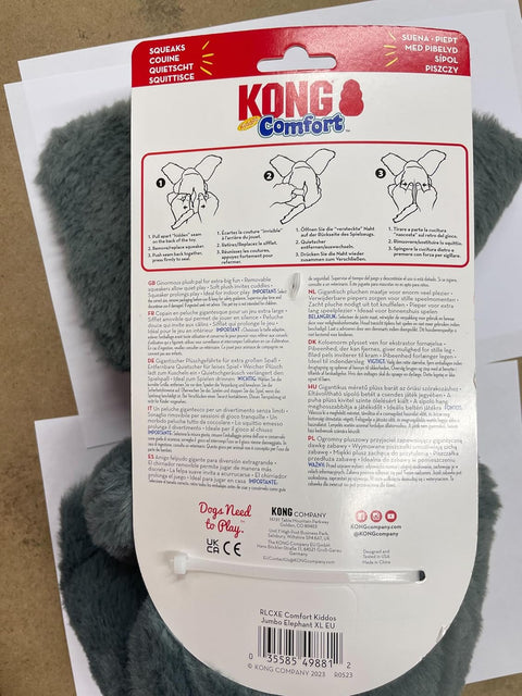 KONG Comfort Kiddos Jumbo Elephant Squeak Dog Toy for Large and X-Large Breeds