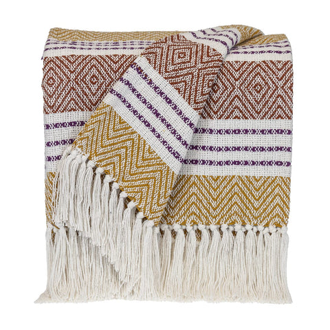 Parkland Collection Transitional Stripes Mustard Rectangle 50 x 60 Throw