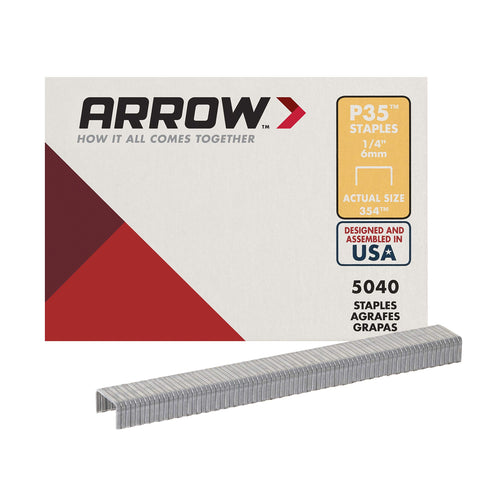 Arrow 354 P35 Heavy Duty Staples for Paper, Bags, Cardboard, and Crafts, 1/4-Inch Leg Length, 3/8-Inch Crown Size, 5040-Pack