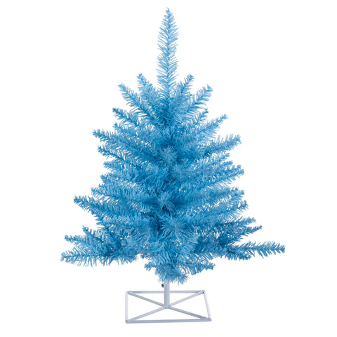 Vickerman 3' Sky Blue Fir Artificial Christmas Tree, Unlit - Faux Blue Christmas Tree - Seasonal Indoor Home Decor