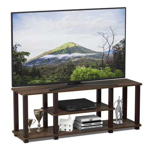 Furinno Turn-N-Tube No Tools 3D 3-Tier Entertainment TV Stand up to 50 inch TV, Square Tubes, Walnut/Brown