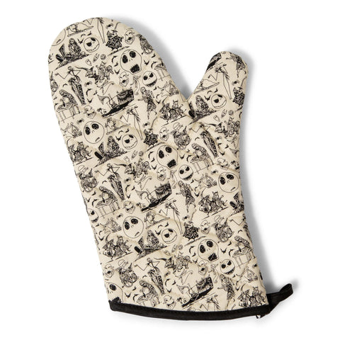 Disney The Nightmare Before Christmas Black and White Kitchen Oven Mitt Pot Holder | Thick Heat Resistant Glove for Cooking