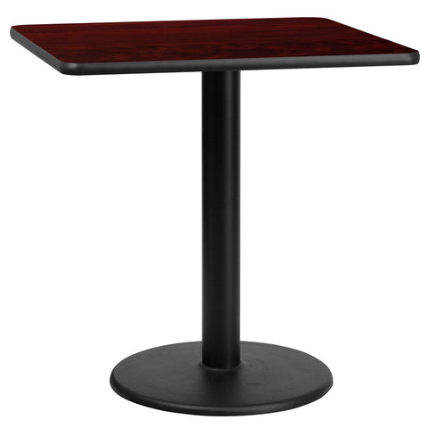 Flash Furniture Graniss 30'' Square Mahogany Laminate Table Top with 18'' Round Table Height Base