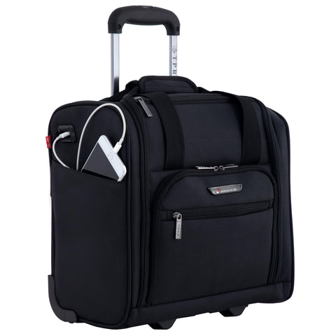 TPRC 15" Smart Under Seat Carry-On Luggage with USB Charging Port, Black Option, One Size