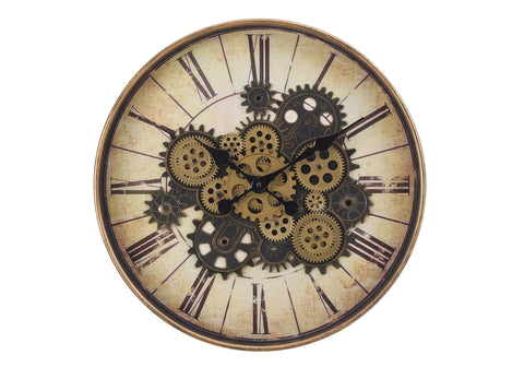 Monarch Specialties I 9063 Clocks, 20" Round, Gear Mechanism, Wall Clock, Brown, Transitional