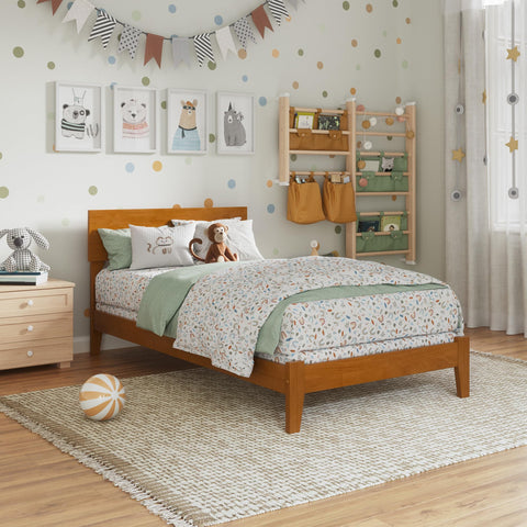 AFI, Orlando Twin Foundation Bed with Attachable USB Charger, Light Toffee