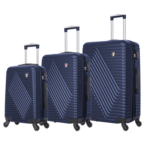TUCCI Italy TRAVOLA 3PC Hardside Luggage Set (20", 24", 28") - Blue