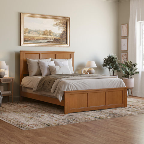 AFI, Madison Queen Foundation Bed with Matching Footboard, Light Toffee